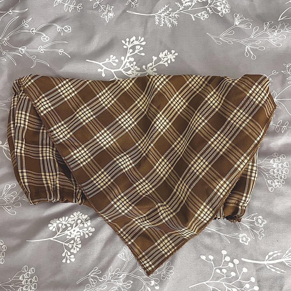 Brown Checkered Bandeau Tube Top